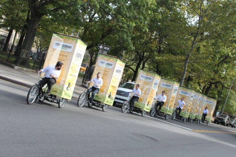 This Sukkot about 40 Pedi Sukkahs, many pedaled by Chabad rabbis, are roaming cities from Portland to Montreal to Brussels, bringing the holiday to Jews who might otherwise ignore it. 