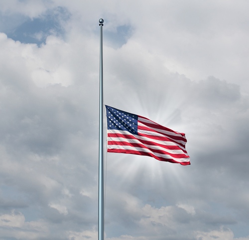 A flag at half-staff is the national symbol of mourning. 