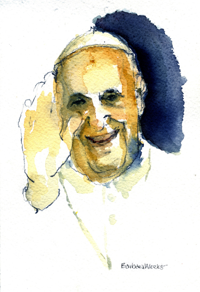 #38 - Pope Francis - Off the Cuff by Barbara Weeks, Chicago, Ill. (Watercolor) - 