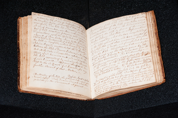 Eighteenth-century records from Byfield Parish Church in Georgetown, Mass., have been digitized through New England's Hidden Histories, a project of the Congregational Library in Boston and the Jonathan Edwards Center at Yale University. Photo courtesy Congregational LibraryPhoto courtesy Congregational Library