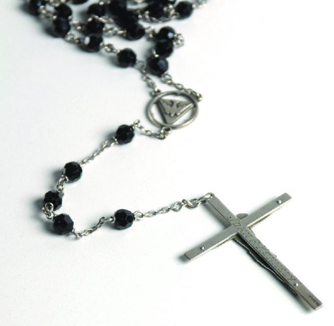 The reverse side of the crucifix on John F. Kennedy's Rosary, which will be up for auction this month, shortly before the 50th anniversary of his assassination. 
