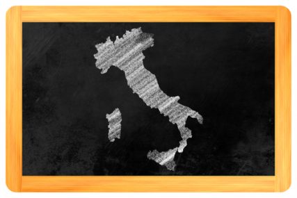 Italy chalk drawn on a blackboard