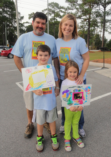 Mary Catherine Hinds, with her husband John and children Carter and Louisa at the Shallotte, N.C. CROP Hunger Walk on November 4, 2012. Photo courtesy Mary Catherine Hinds