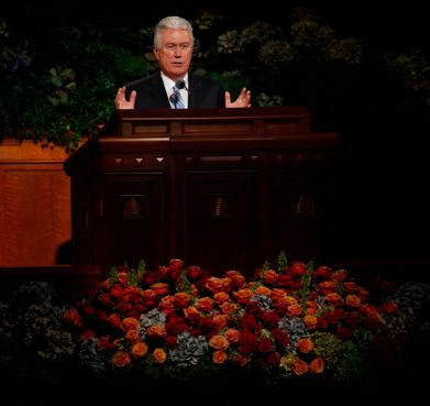 Dieter F. Uchtdorf, second counselor in the LDS Church’s governing First Presidency, speaks during the 183rd LDS General Conference. Photo courtesy The Church of Jesus Christ of Latter-day Saints
