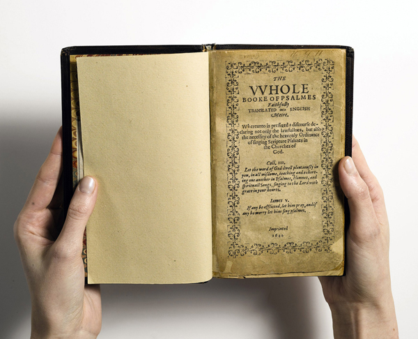 For the first time since 1947, and only the second time since the nineteenth century, a copy of the first book printed in America will be sold at auction. The Whole Booke of Psalmes—universally known as The Bay Psalm Book—was translated and printed in 1640 in the virtual wilderness of Massachusetts Bay Colony by the Congregationalist Puritans who left England in search of religious freedom. Photo courtesy Sotheby’s New York