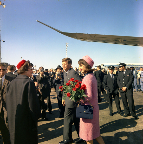 President and Mrs. Kennedy arrive at Love Field in Dallas, Texas on November 22, 1963. Photo by Cecil Stoughton, courtesy of John F. Kennedy Presidential Library and Museum, Boston