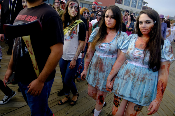 Sisters Cheyenne, right and Shawnee Riehl, of Toms River, walk down the boardwalk in Asbury Park, N.J. on Saturday (Oct. 5). Photos by Aristide Economopoulos/The Star-Ledger