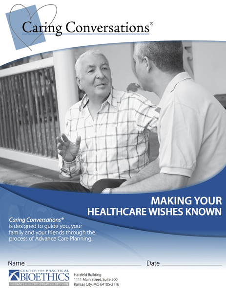 Cover of Caring Conversation workbook courtesy of Center for Practical Bioethics.