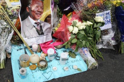 Messages in honor of former South African President Nelson Mandela outside Parliement in Cape Town on  Monday (Dec. 9). 