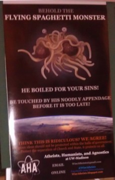 Pastafarian poster in the Wisconsin State Capitol building. 