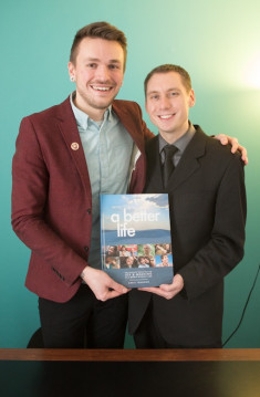 "A Better Life" author Chris Johnson with Chris Stedman.