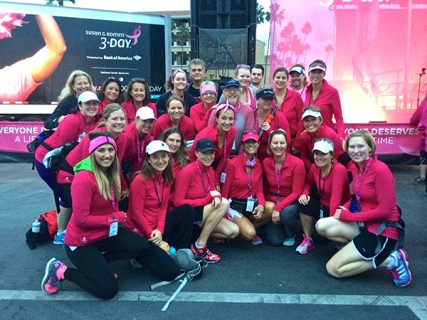 "Team Michelle" poses for a photo during the 2013 San Diego Susan G. Komen 3-Day Walk for a Cure for Breast Cancer. Cathleen Falsani appears in the second row, second from the right in the black visor. Photo courtesy of Michelle Buessing