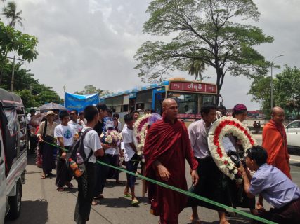 Monks and protestors in Burma (2013).