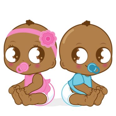 An illustration of twins, a baby boy and a baby girl.