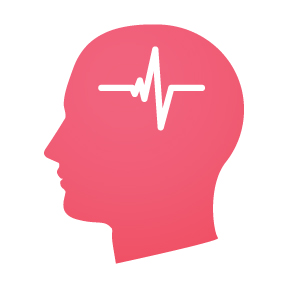 Head with a heartbeat icon