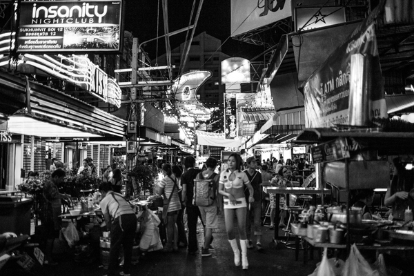 A view of Soi Cowboy, a popular sex tourism district in Bangkok, Thailand. The area is named for a U.S. Vietnam War veteran who opened one of the first bars on the street in the Seventies, and often wore a cowboy hat. RNS photo by Bear Guerra