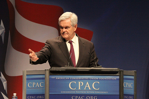 Newt Gingrich speaking at CPAC 2011. Photo by Mark Taylor, courtesy Flickr commons.