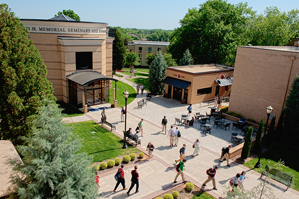 The seminary building at Bob Jones University during a class change in 2012. Photo courtesy of Bob Jones University