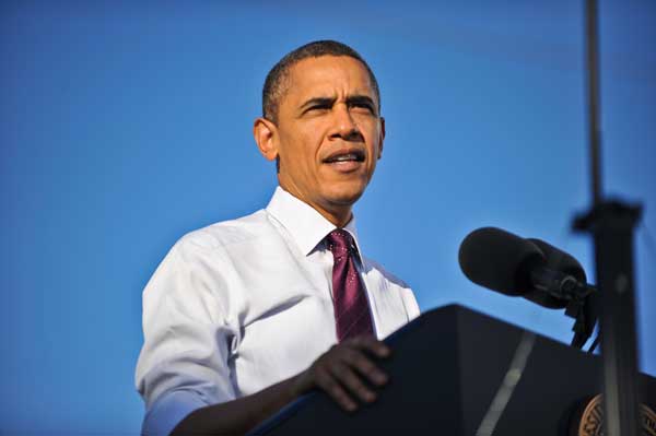 President Barack Obama speaks at Intel's Fab 42 in Chandler, AZ on January 25, 2012. 