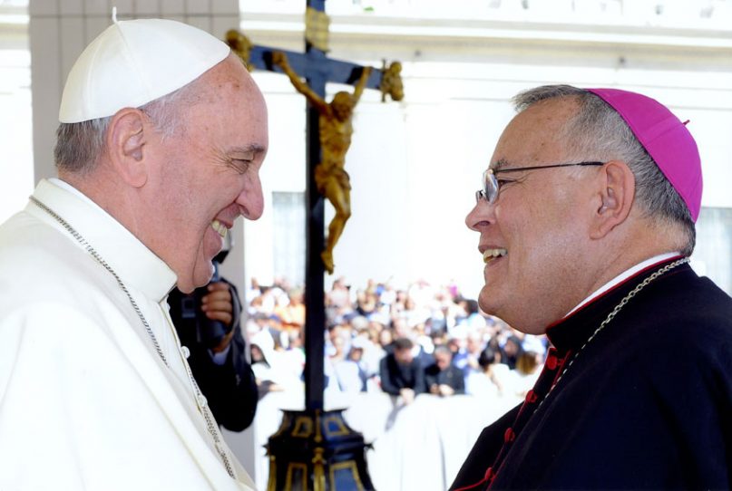Charles J. Chaput, archbishop of Philadelphia, with Pope Francis in Rome, in September 2013. Photo courtesy of Vatican Information Services/Philadelphia Archbishop Charles Chaput's Facebook page