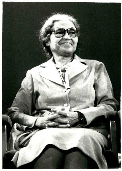 Rosa Parks is honored for her role in the civil rights movement at the Progressive Baptist Convention in Los Angeles in 1978. RNS archive photo