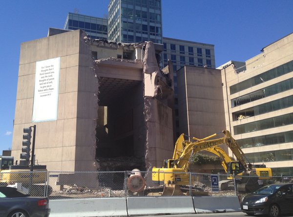 After years of protracted legal battles, the Third Church of Christ, Scientist in Washington, D.C. will be demolished. RNS photo by Amanda Murphy