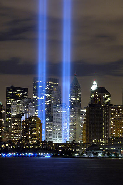 9/11 tribute in light.