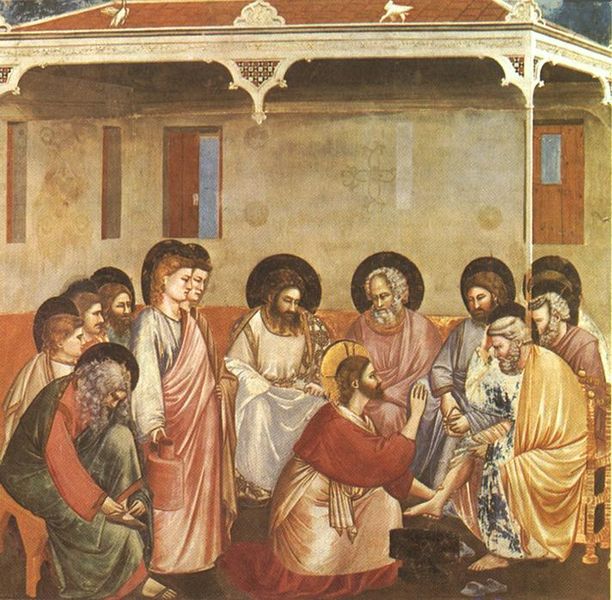 Giotto di Bondone (1267-1337), Cappella Scrovegni a Padova, Life of Christ, Washing of Feet.