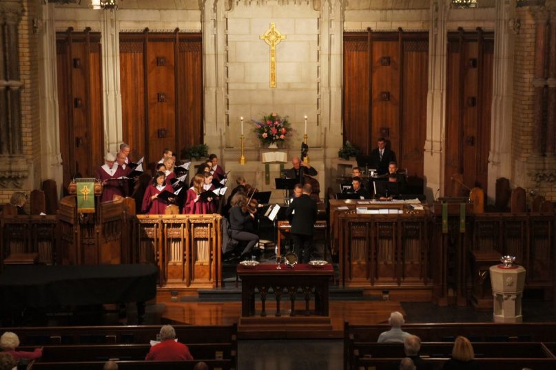 The Choir and Orchestra of First Presbyterian Church offering Cantata 79, J.S. Bach, during worship on Reformation Sunday in October, 2013. Photo courtesy of Jennifer Gay