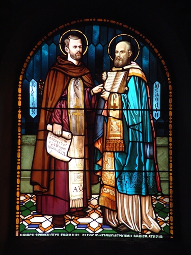 Saints Cyril and Methodius in stained glass