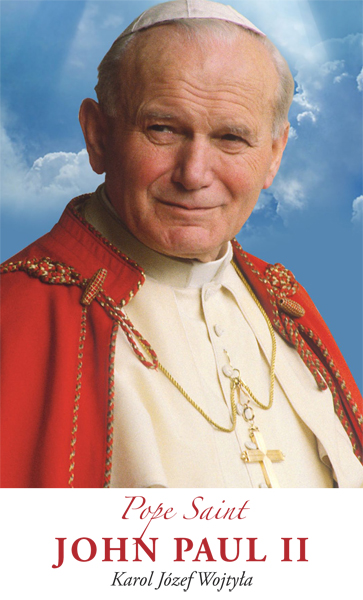 The Pope John Paul II prayer card, which was designed and printed by Pilot Bulletins in recognition of this weekend's canonizations. Photo courtesy of Pilot Bulletins