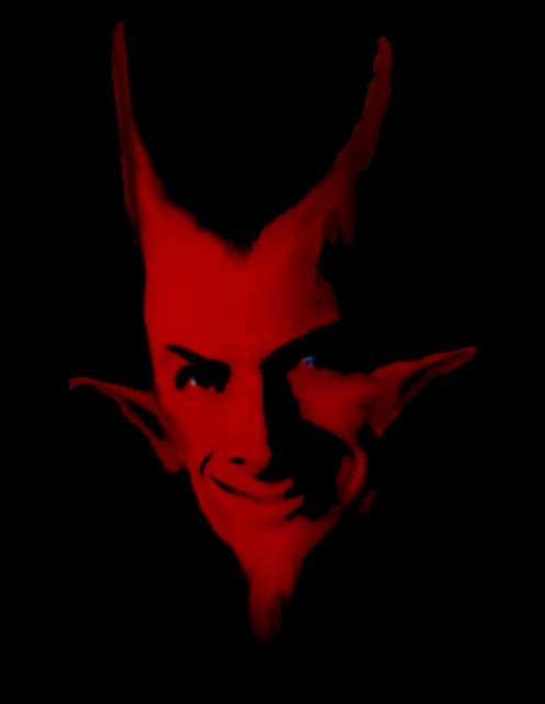 A modern of depiction of satan in the likeness of a goat with horns and goatee. 
