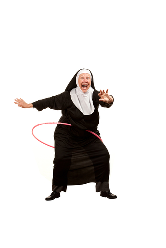 A nun with a hoola hoop.