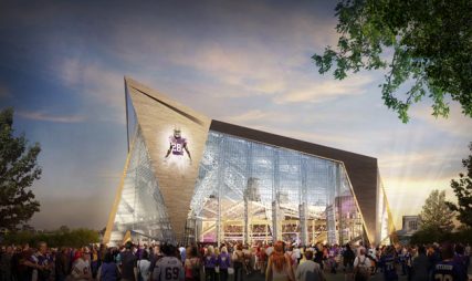 Artist's rendering of a proposed stadium for the Minnesota Vikings. No, it's not a new Lutheran church...