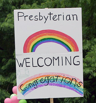 Members of Rensselaerville Presbyterian Church show their support for the LGBTQ community at the Capital Pride Parade in 2007. The Presbyterian Church (USA) voted Thursday (June 19) to allow clergy to officiate same-sex couples' marriage ceremonies, part of a move to unify church policy after a flurry of states legalized gay marriage.