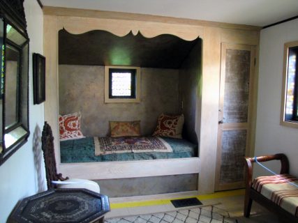 Hannah Monaghan's bedroom, featuring a bed made from the horse trough of the original barn.