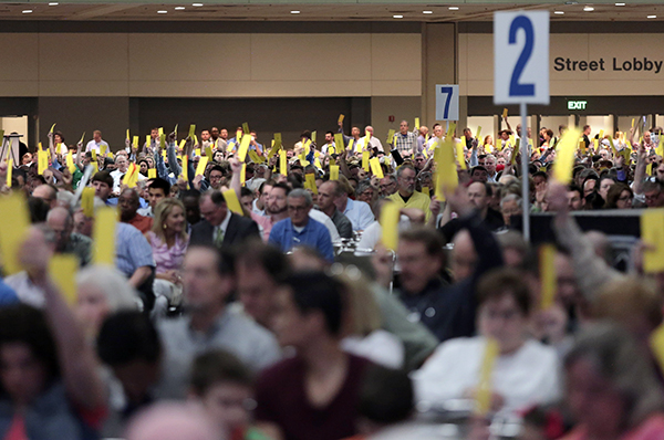 Thousands of Southern Baptist Convention delegates voted on a new president and several resolutions at their meeting on June 10, 2014. Photo by Van Payne via Baptist Press