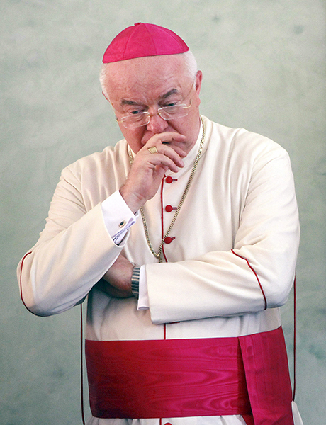 Archbishop Jozef Wesolowski, former nuncio to the Dominican Republic, is pictured during a 2011 ceremony in Santo Domingo. The Vatican's Congregation for the Doctrine of the Faith found the archbishop guilty of sexual abuse of minors and has ordered that he be laicized.