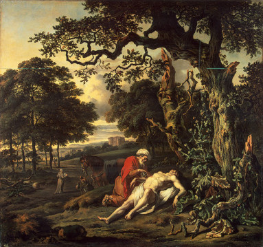 The Parable of the Good Samaritan. Jan Wijnants. 1670. Photo reproduction in the public domain via Wikimedia Commons.