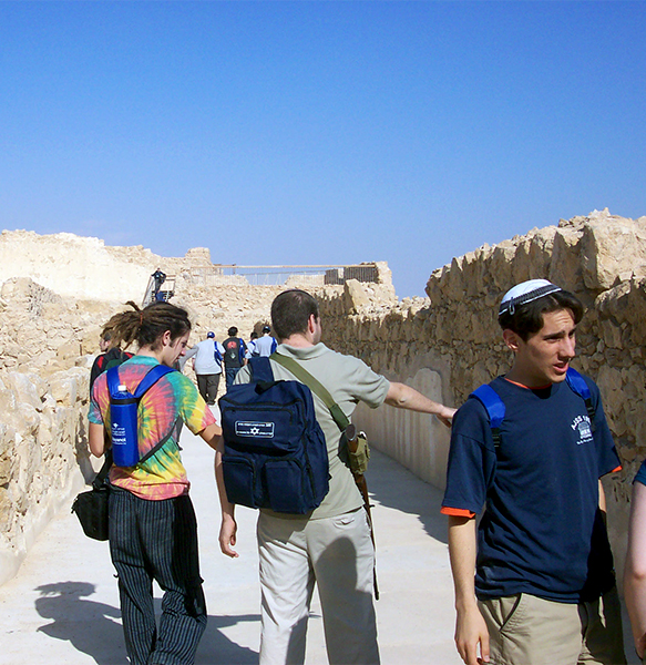 Birthright Israel visitors explore Masada, an ancient fortress in the Southern District of Israel, during their 10-day trip in 2003.