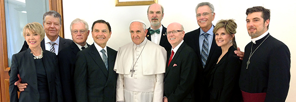Pope Francis met with a group of American televangelists and their spouses at the Vatican on June 24, 2014.