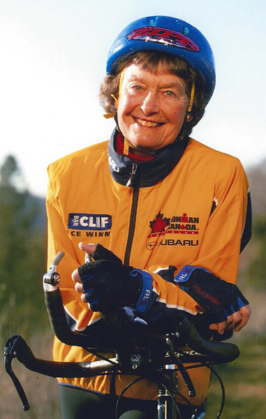 Sister Madonna Buder, dubbed “the Iron Nun,” competed in the Canada Ironman triathlon in 2012.