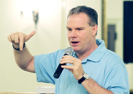 Pastor Eric Gonyon, coordinator of the Celebrate America revival, leads a training session in Washington, D.C., on July 15, 2014.