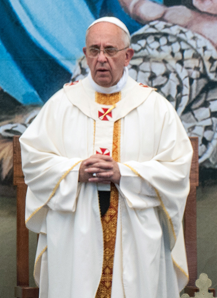 Pope Francis celebrates Mass in Bethlehem during his trip to the Middle East on May 25, 2014. Since returning, Francis has maintained an interest in the area, most recently personally calling the leaders of Israel and the Palestinian territories on July 18, 2014, to push for a cease-fire.