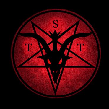 The Satanic Temple's logo features Baphomet and a pentacle below the organization's initials.