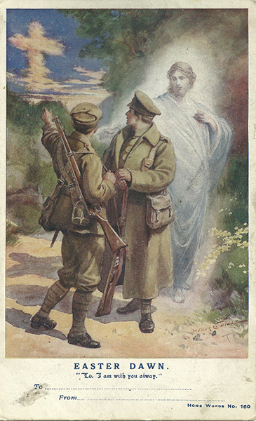 Typical religious postcards sent to loved ones during World War I.