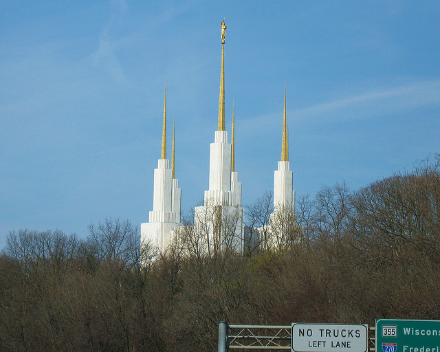 The Mormon Temple, Kensington, Maryland, from the Beltway. Photo courtesy of Mr. TinDC via Flickr