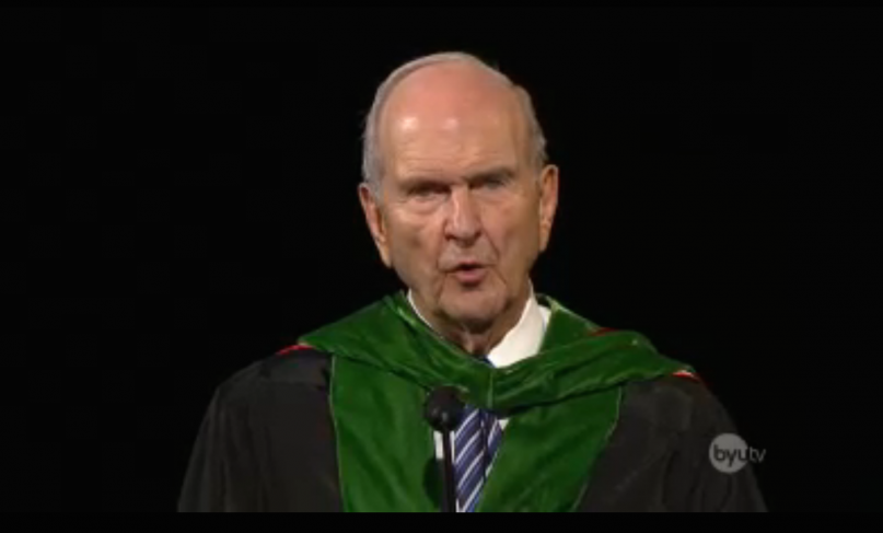 Elder Russell M. Nelson addressed graduates on Thursday at Brigham Young University.