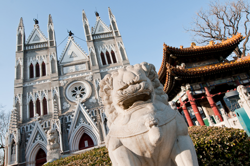 Catholic Church of the Saviour, also called Xishiku Church or Beitang, in the Xicheng District in Beijing, China.