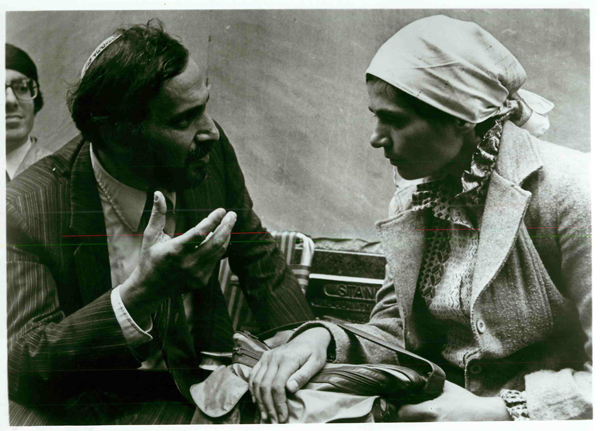 (1982) On the 4th day of his week-long hunger strike and vigil on behalf of Soviet Jewish dissident Anatoly Shcharansky, Rabbi Avraham Weiss of the Hebrew Institute of Riverdale, N.Y., comforts Shcharansky's wife, Avital, outside the Soviet Mission to the United Nations in New York. Rabbi Weiss said that he views Shcharansky as a symbol of the Jewish people. Religion News Service file photo
